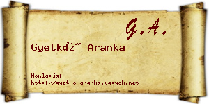 Gyetkó Aranka névjegykártya